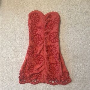 Vintage Free People Floral Strapless Dress